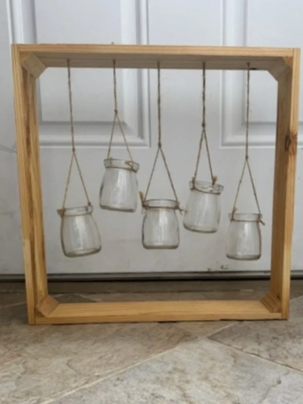 WOODEN TERRARIUM FRAME WITH 5 HANGING JARS - SQUARE - NIB - FROM EUROPE